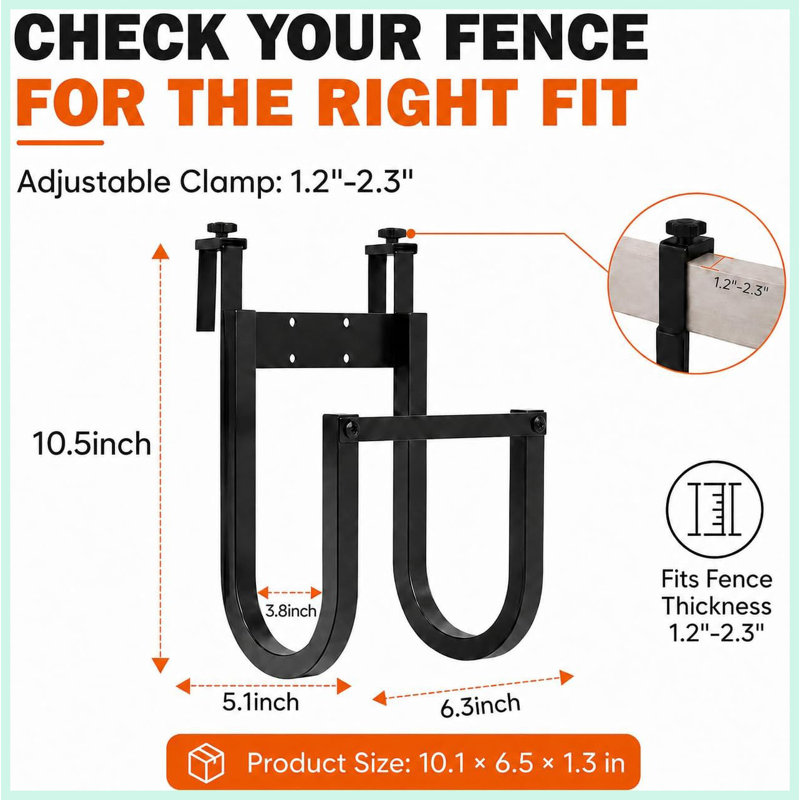 Support de boyau d'arrosage extérieur, fixation sans perçage