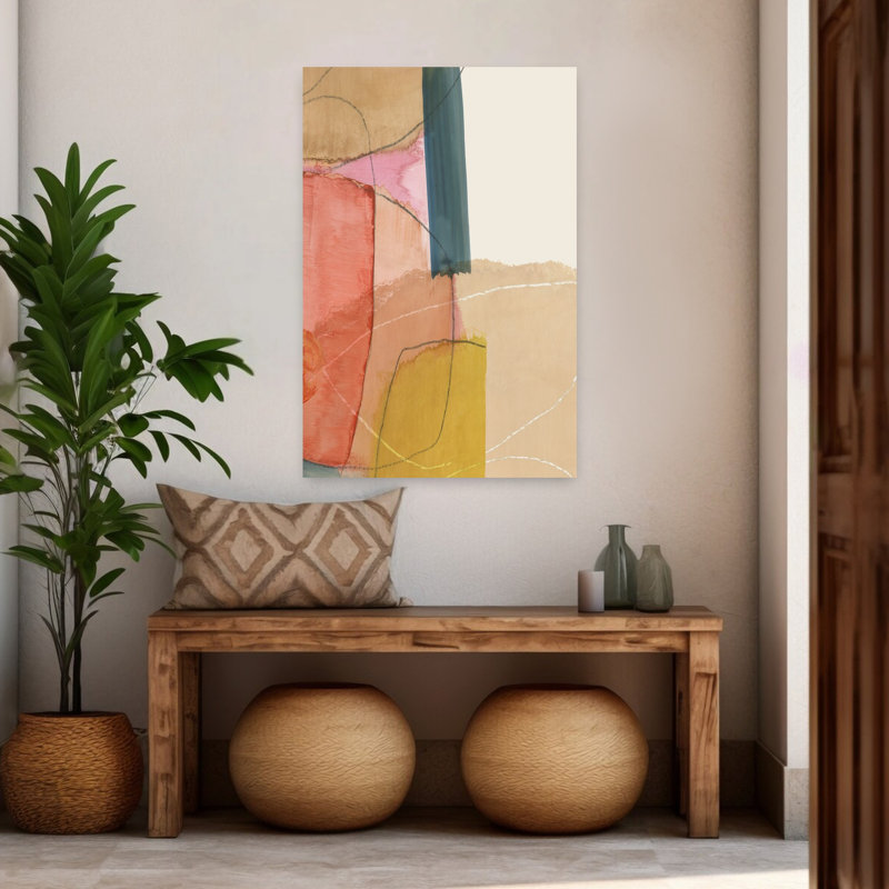 Papier brillant I, art géométrique abstrait moderne, H 48 po x l 32 po