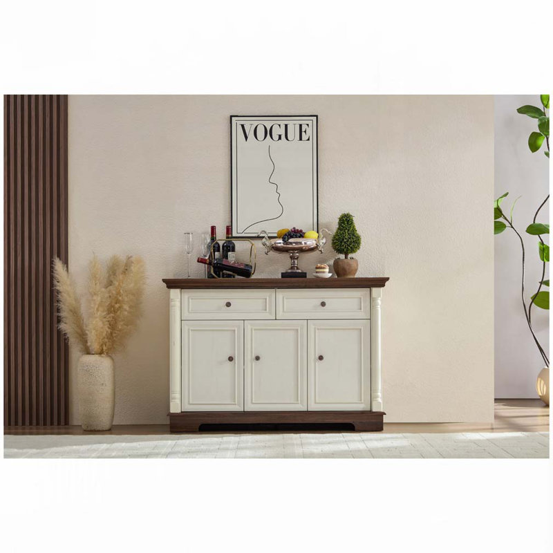 Armoire de rangement Farmhouse avec tiroirs et portes, Noyer