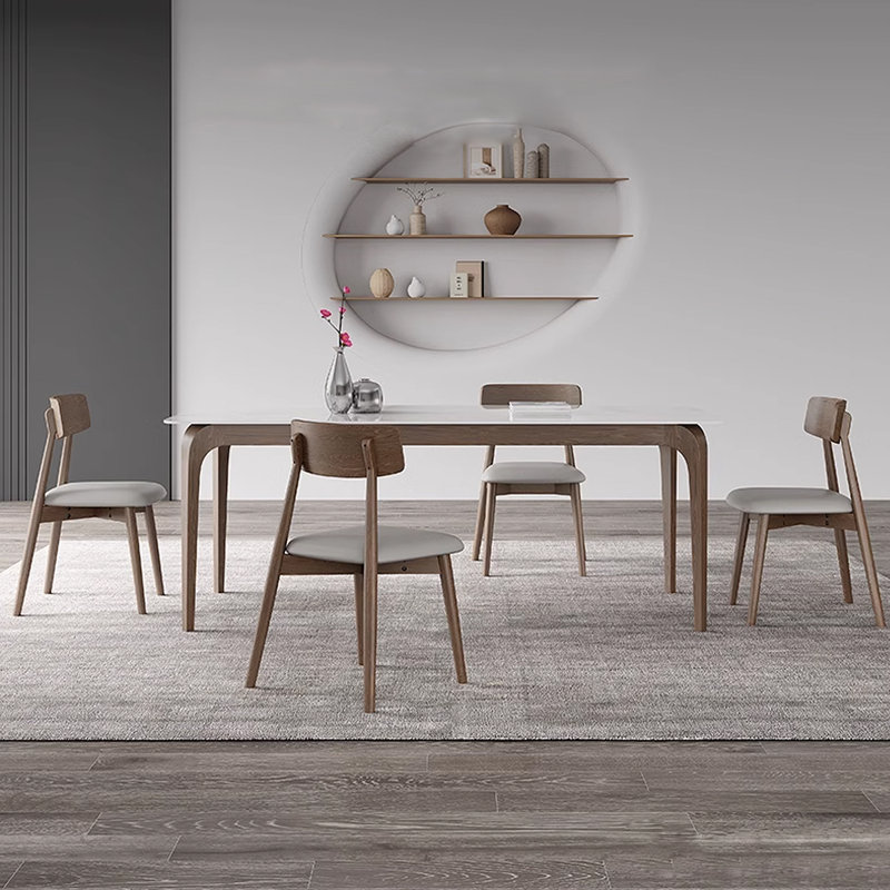 Rectangular rock slab simple modern dining table, 29.53"H x 55.12"L x 31.5"W