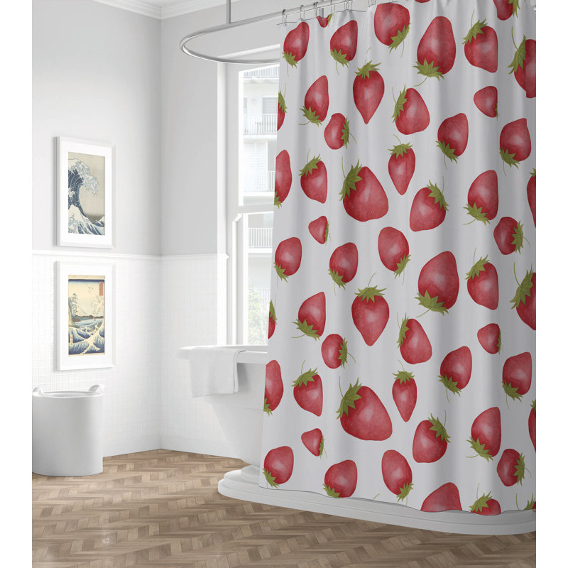 Summer Lemon Ultra-Thin Lightweight Shower Curtain, White Floral