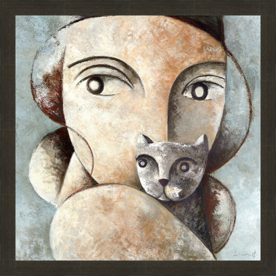 « chat et femme », impression encadrée