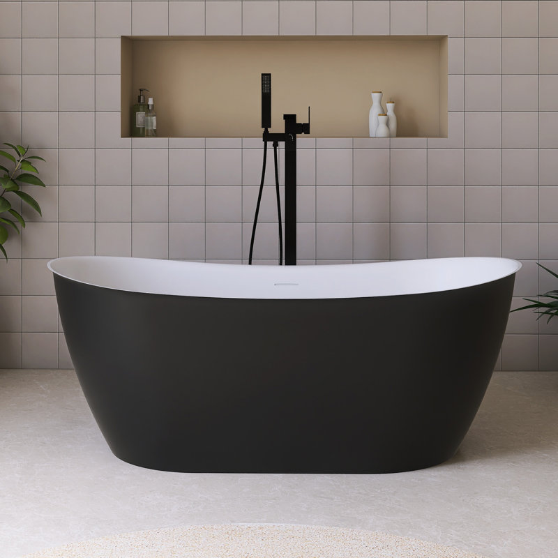 Baignoire de trempage autoportante en acrylique 59 po, Gris