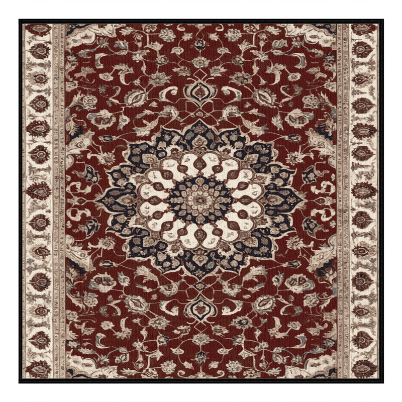 Machine Washable Persian Black Area Rug, Square 8'