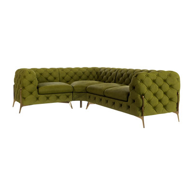 Chesterfield Corner Sofa L-Shape  with Gold Metal Legs