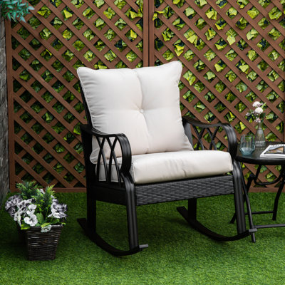 Chaise berçante Backyard, siège de véranda en aluminium Look. Coussin confortable, fabrication stable, sièges de détente extérieurs pour coussins, détente