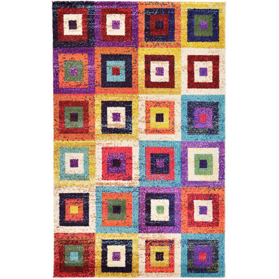 Mauve/gris/jaune Tapis décoratif