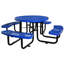 Table de pique-nique bleue en acier de 46 po avec support pour parasol, idéale pour manger à l'extérieur, camping, pique-nique, pêche, table robuste, bleu, fixation, cour arrière