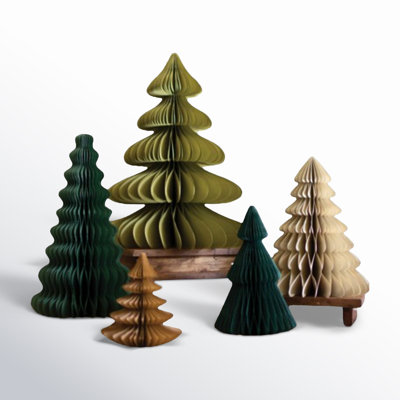 SET OF FIVE PAPER ACCORDIAN CHRISTMAS TREES - ONE EACH