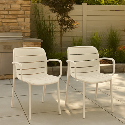 Fauteuils empilables Patioflare, crème, paquet de 2
