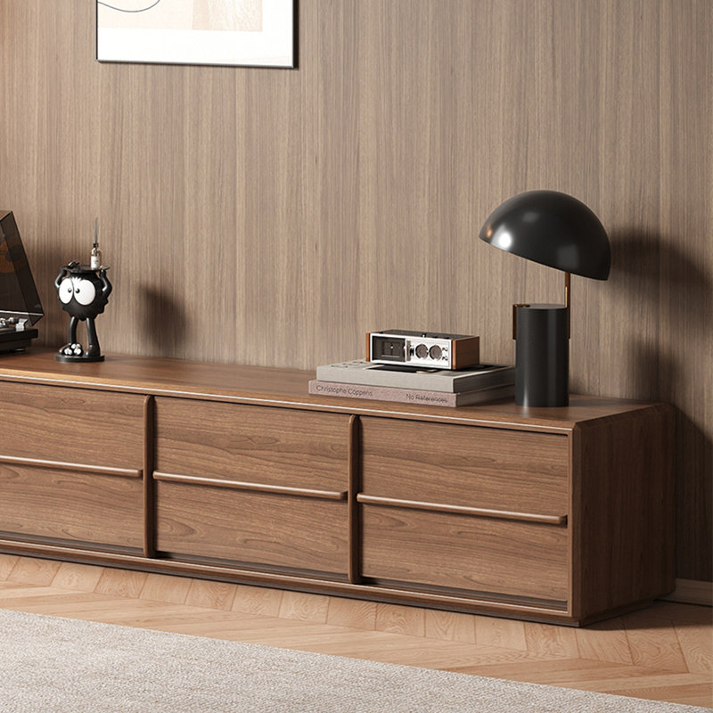 Meuble télé moderne au sol rétro, 16.53"H x 78.74"L x 15.74"W, Brun noyer