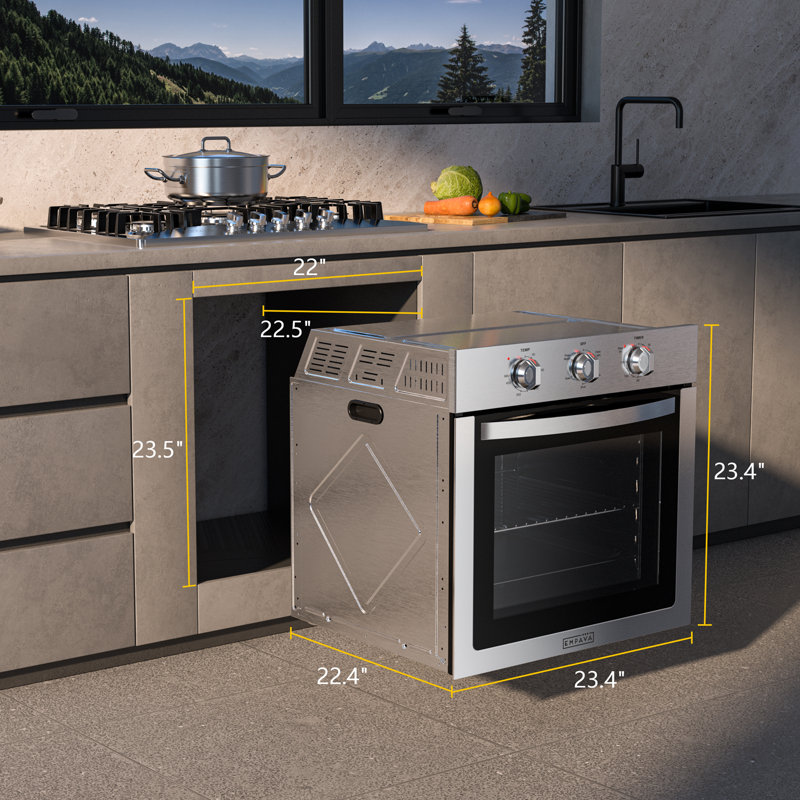 24 In. Electric Single Wall Oven, 2.5 Cu. Ft. Capacity, built-in Oven with 2 Racks In Stainless Steel