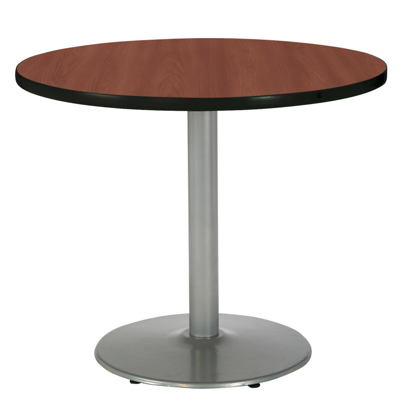 Table de salle à manger ronde, Acajou, argent, H 29 po x L 42 po x L 42 po