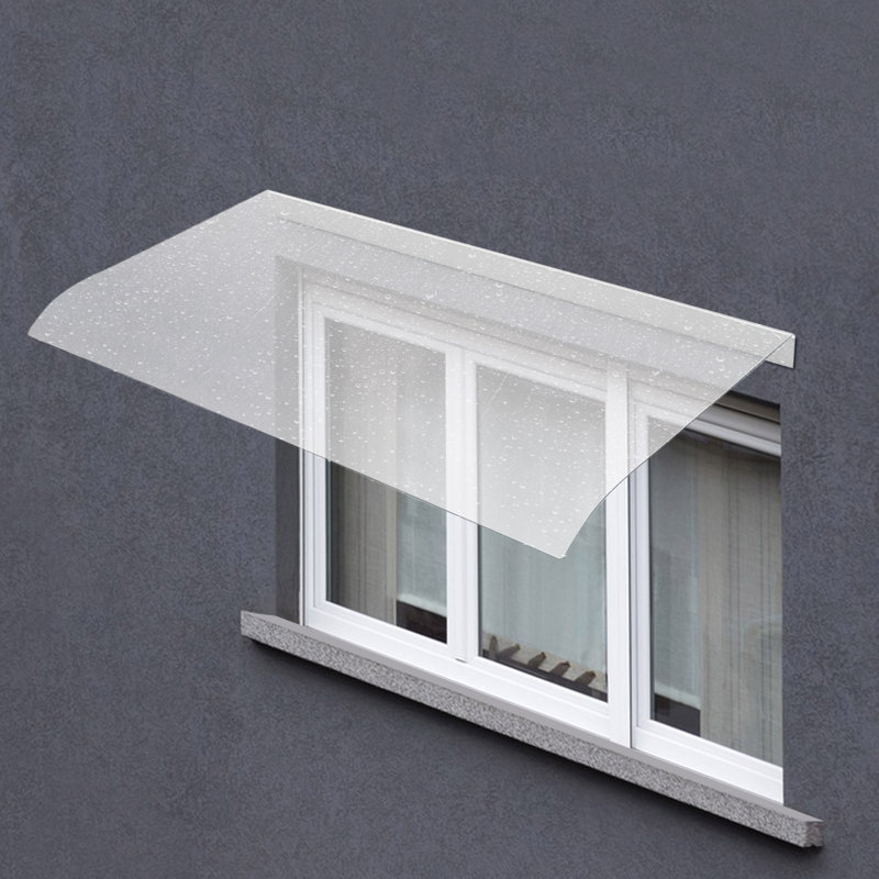 Auvent de fenêtre incliné en transparent, Transparent, H 0,14 po x l 39,4 po x P 19,7 po