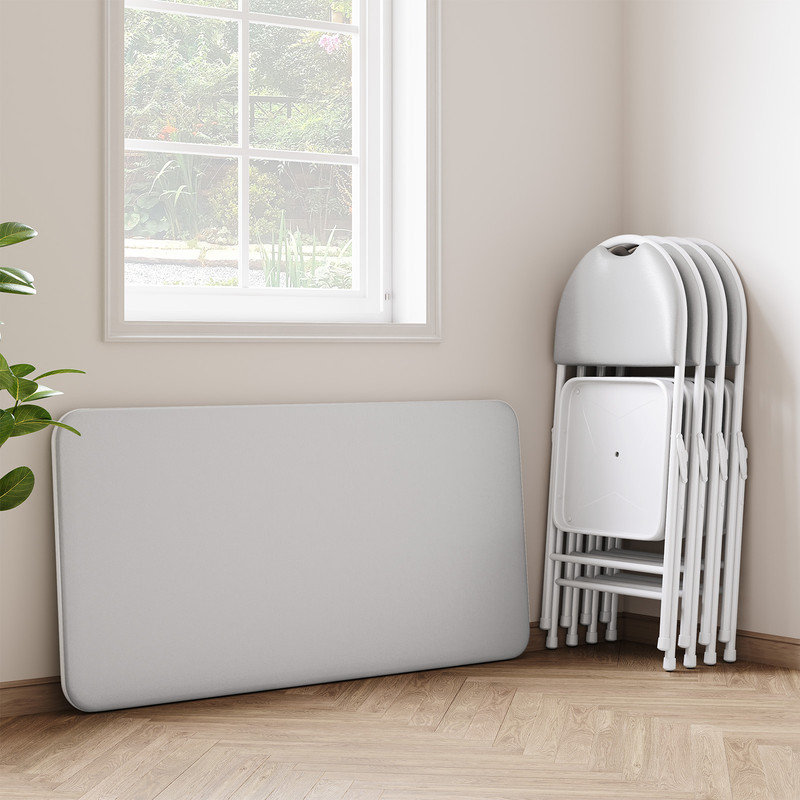 120cm Folding Table, Grey/White