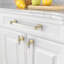 Paquet de 10 poignées d'armoire en nickel satiné et doré brossé - poignées de tiroir centrales de 6,3 pouces pour la quincaillerie de cuisine, de salle de bain et de mobilier-116038924-116038925-116038926