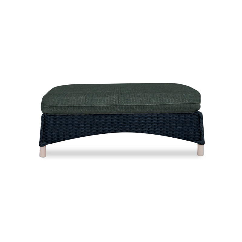 Mandalay Outdoor Ottoman, Callen Celadon, Ebony