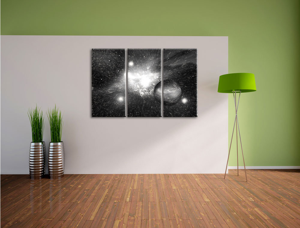 3-tlg. Leinwandbild-Set „Sternenstaub und Gasnebel in einer fernen Galaxie“, Kunstdruck