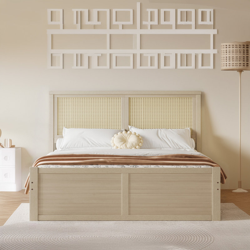 Bertka Platform Storage Bed, Antique Natural, Queen
