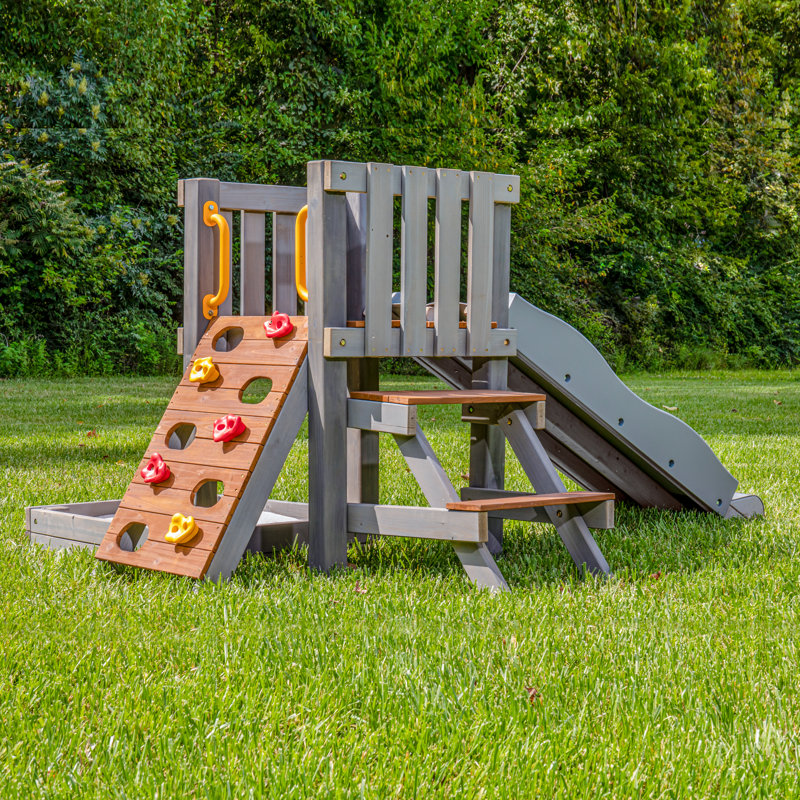 Ensemble de jeu pour tout-petits Jack & June Cedar, mini-ensemble de jeu extérieur en bois pour tout-petits, aire de jeu sécuritaire