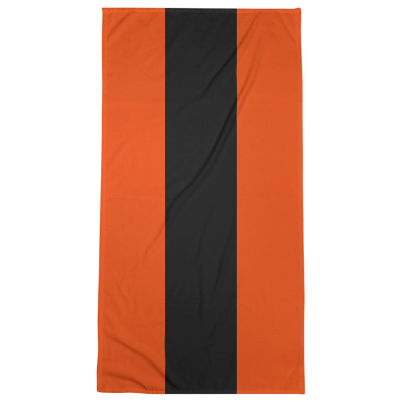 Lightweight Beach Towel, Orange/Black/Orange, Poly/Cotton