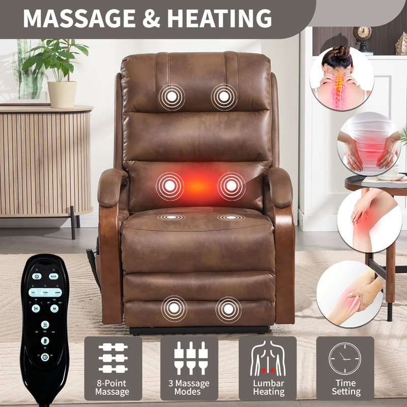 Fauteuil inclinable électrique Power Leatheraire, Brun