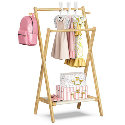 Portemanteau pliable pour enfants avec tiges doubles et tablette de rangement Eabha