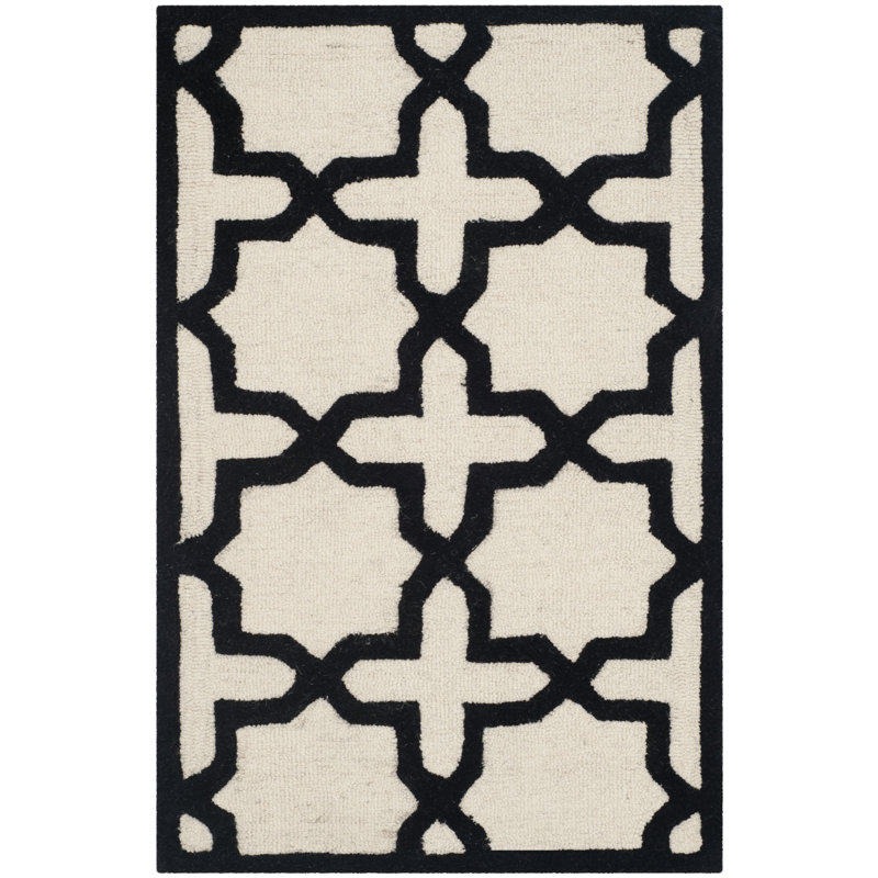 Cannen Hand Tufted Wool Geometric Rug, Rectangle 4' x 6'