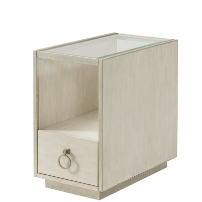 Ayea Glass Top End Table with Storage