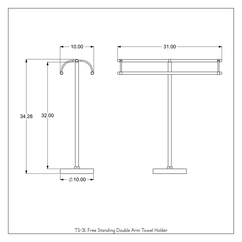 Porte-serviettes sur pied à double accoudoirs, Laiton antique