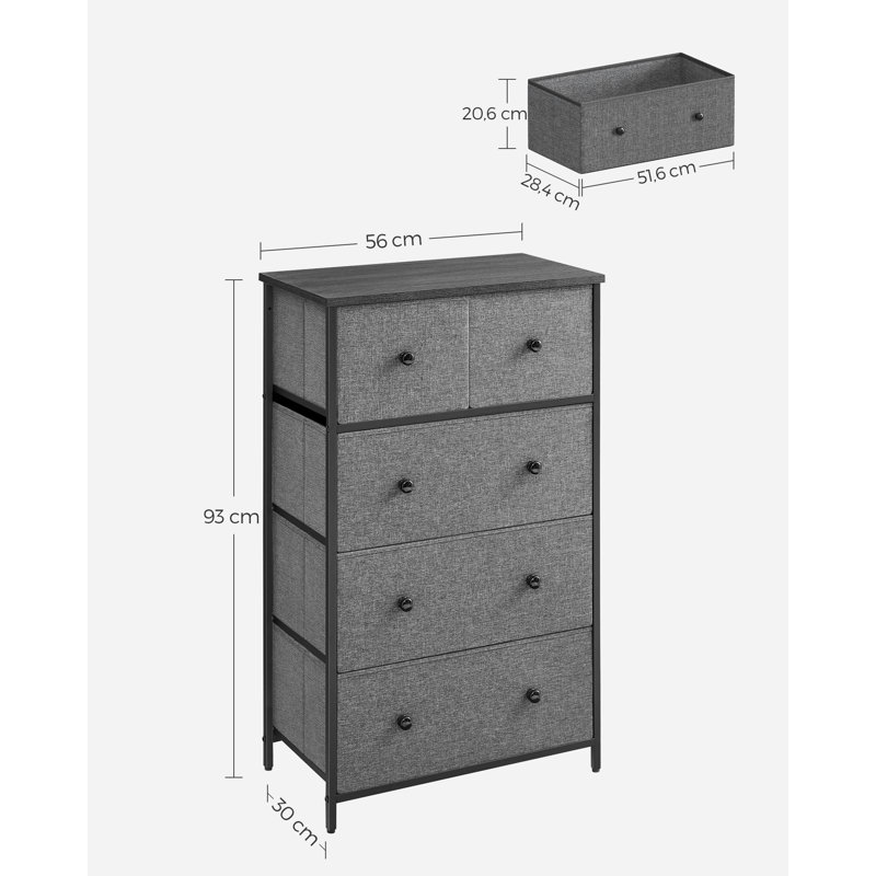 Adeoye 5 - Drawer Chest of Drawers, Grey/Black