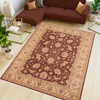 Tapis oriental brun en laine noué à la main 8 pi 2 po x 9 pi 7 po Baccio