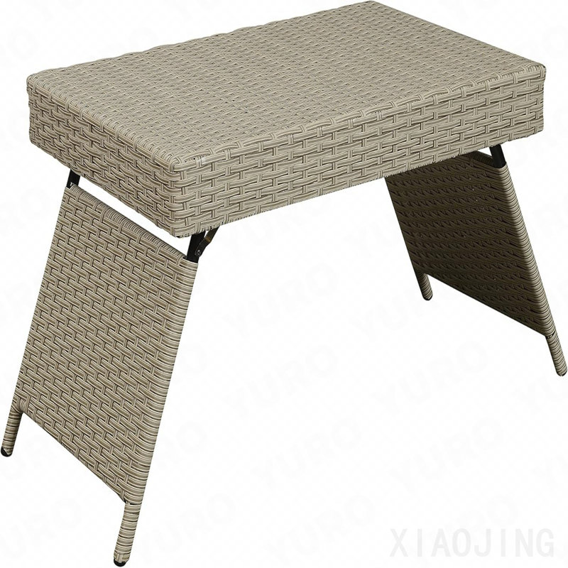 Table pliante, osier portable, gris