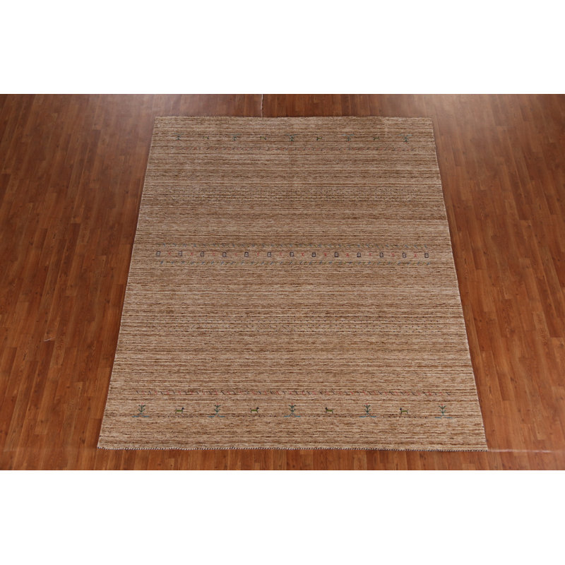 Tapis en laine Camel Gabbeh 8 x 10 po