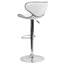 Tabouret de bar contemporain confortable en vinyle à hauteur réglable et dossier mi-haut avec base chromée Claudine-16397140