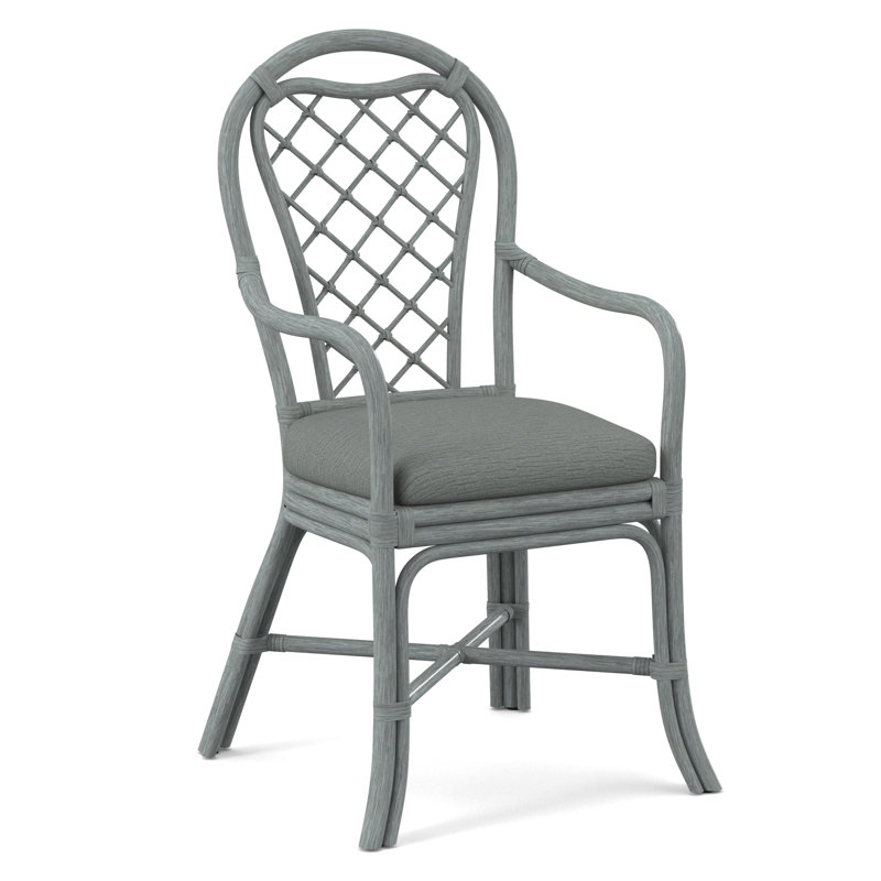 Trellis Dining Arm Chair, White Performance Fabric; 0851-94, Nickel