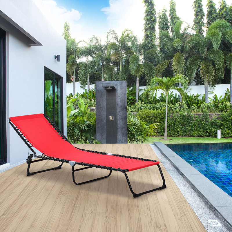 Chaise longue d'extérieur en métal Shien, Rouge