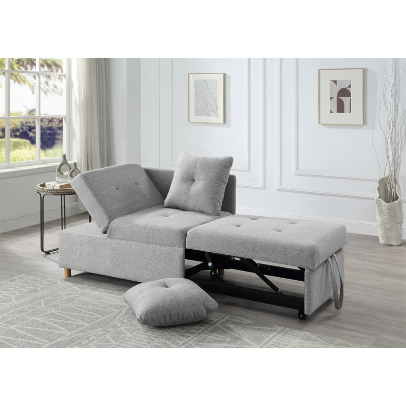 Canapé-lit convertible polyvalent avec dossier réglable et poches de rangement, Gris clair