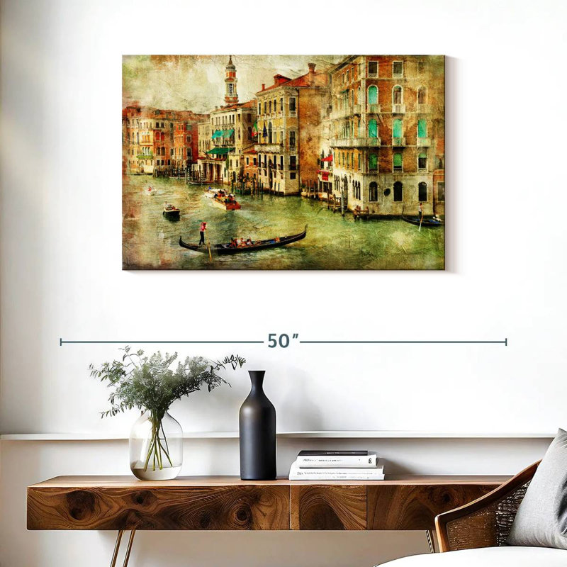 Vieille scène de Venise, H 24 po x l 36 po