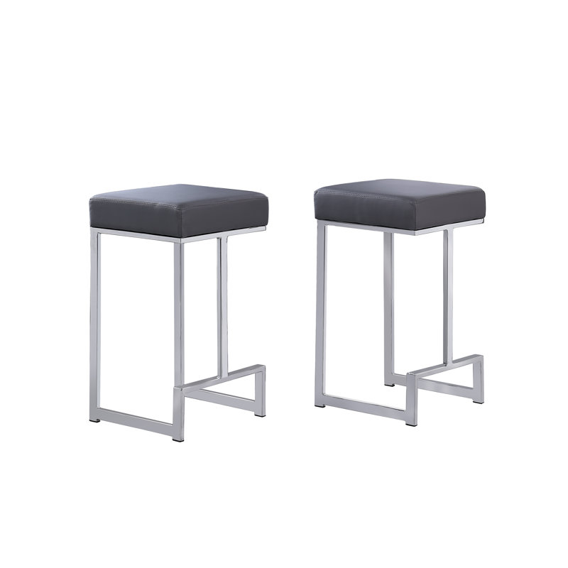 Tabouret de bar et de comptoir Jochebed, Argent, Gris, Tabouret de comptoir (siège d'une hauteur de 25 p