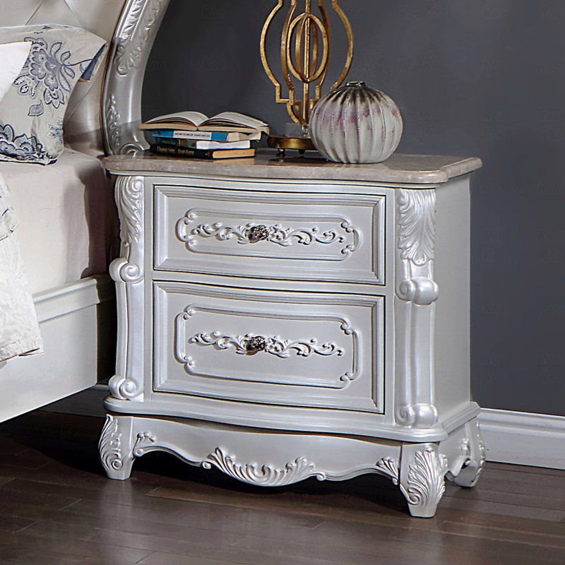 Table de chevet traditionnelle 1Pc avec table de chevet 2 tiroirs