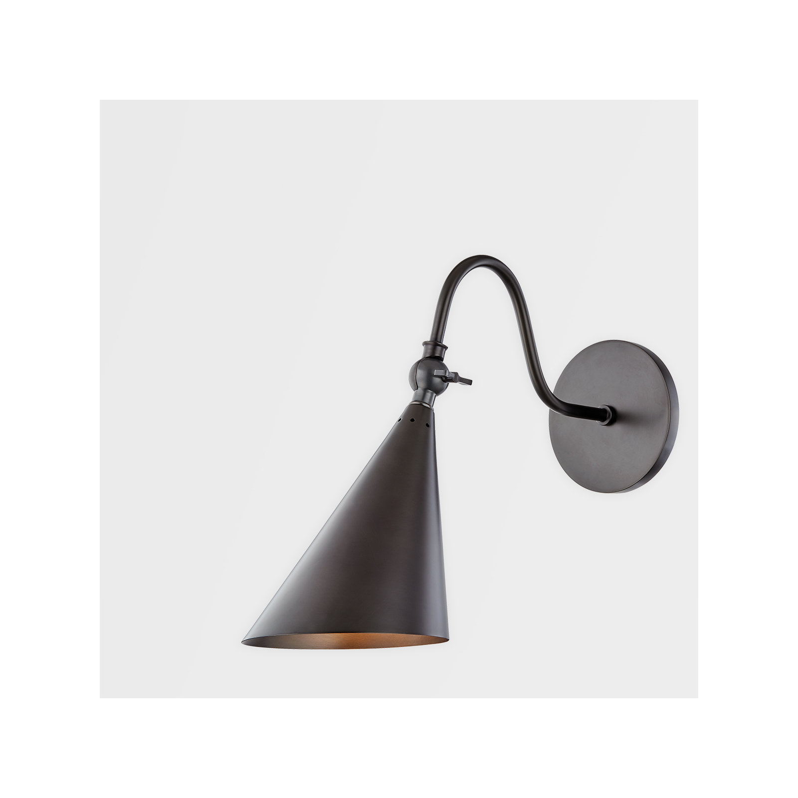 Cogan 1-Light Dimmable Armed Sconce, Old Bronze
