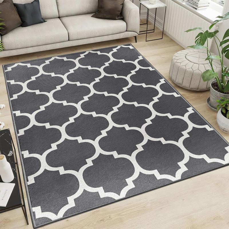 AVA Grey Machine Tufted Area Rug – Washable, Low Pile, Rectangle  200 x 290 cm