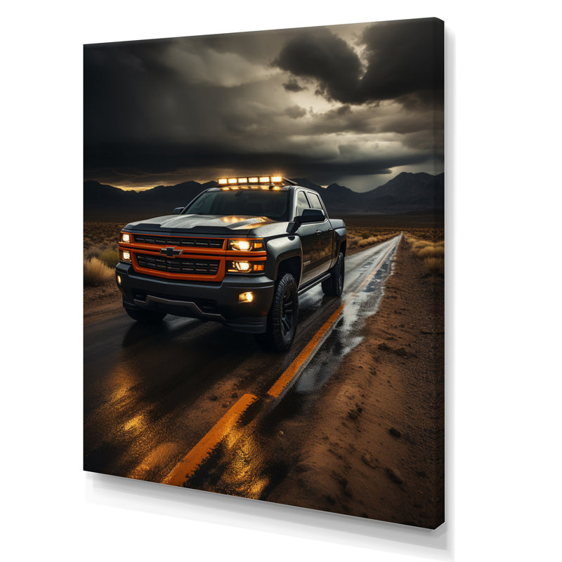 Camionnette Ledian par la tempête - impression, H 44 po x l 34 po x P 1,5 po, Toile tendue