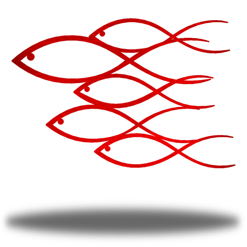 Décoration murale poisson abstrait, H 12 po x l 12 po x P 0,01 po, Rouge
