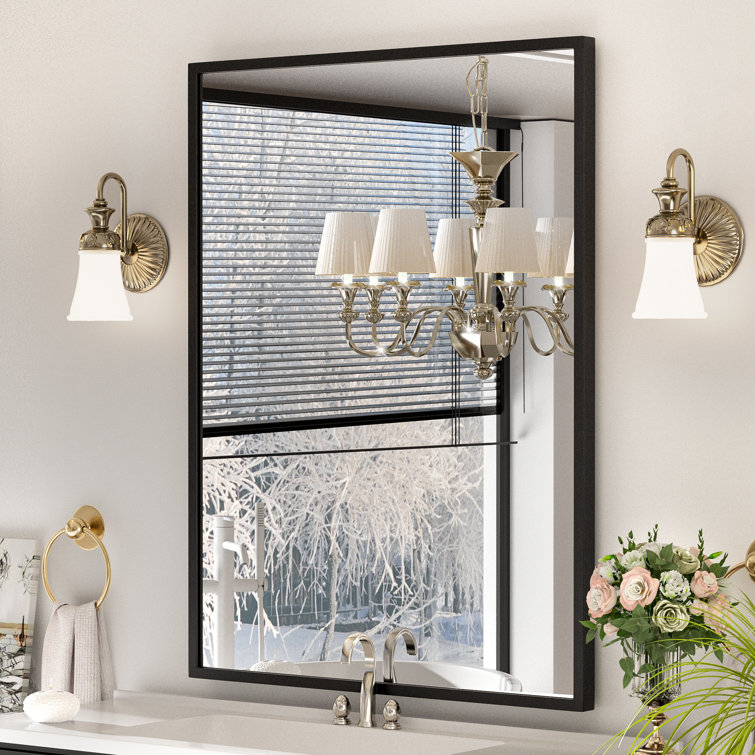 Iron rectangular bathroom wall mounted mirror, vertically or horizontally installed vanity mirror