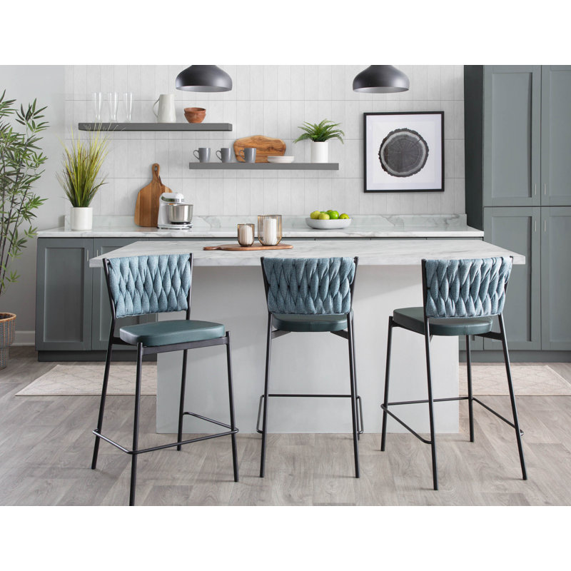 Benley Braided Fixed-Height Counter Stools, Green