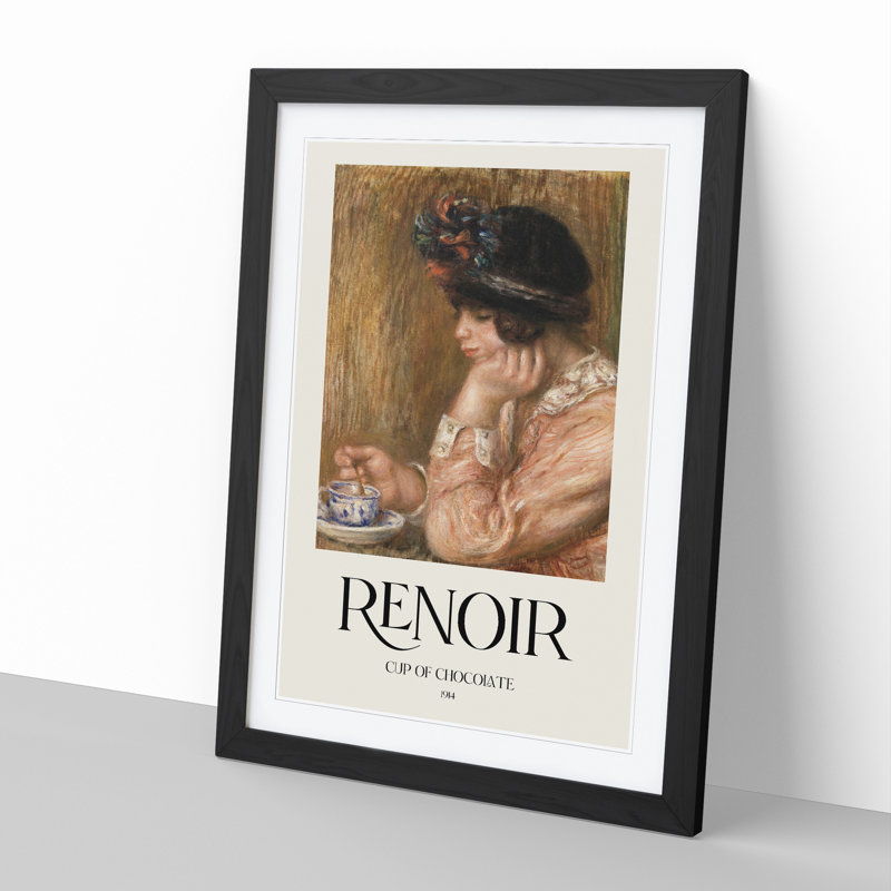 Cup Of Chocolate by Pierre-Auguste Renoir - Single Picture Frame Print, Black Framed, 36cm H x 27cm W x 2cm D