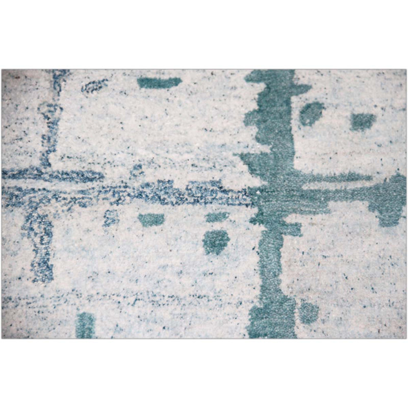Tapis ivoire et turquoise noué à la main de haute qualité, Rond 8 pi