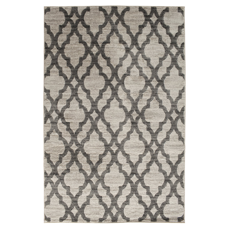 Tapis blanc / gris argenté Keynsham, Rectangle 7 pi 10 po x 9 pi 10 po